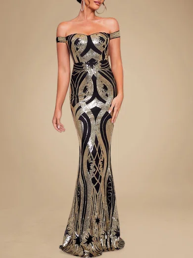 Sparkly Trumpet/Mermaid Sequin Off-the-shoulder Formal Dresses PT020118732