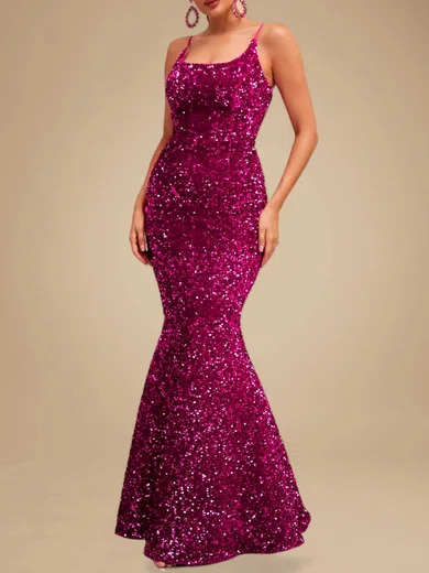 Sparkly Trumpet/Mermaid Sequin Square Neck Formal Dresses PT020118743