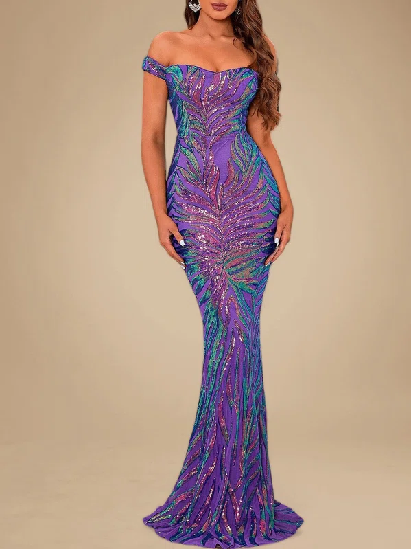 Trumpet/Mermaid Off-the-shoulder Sequined Floor-length Prom Dresses PT020118748