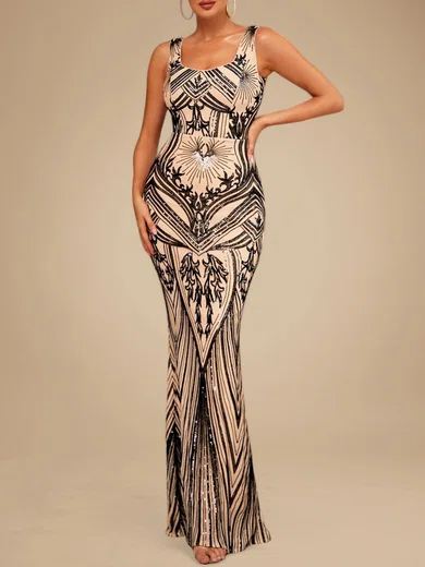 Sparkly Trumpet/Mermaid Sequin Square Neck Formal Dresses PT020118751