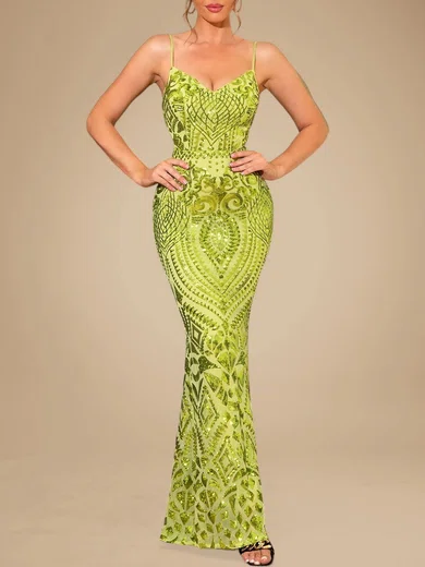 Sparkly Sheath/Column Sequin V-neck Lace-Up Formal Dresses PT020118761