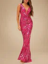 Trumpet/Mermaid V-neck Sequined Floor-length Prom Dresses PT020118769