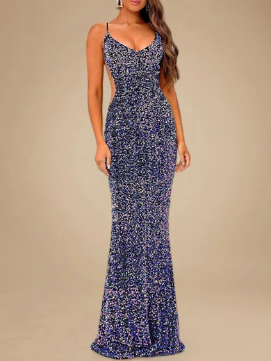 Sparkly Trumpet/Mermaid Sequin V-neck Lace-Up Formal Dresses PT020118815