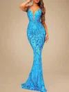 Trumpet/Mermaid V-neck Sequined Sweep Train Prom Dresses PT020118817