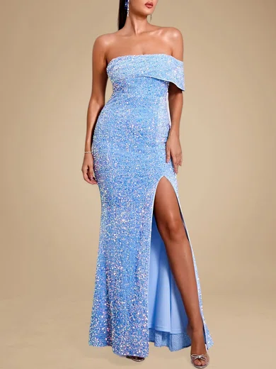 Sparkly Sheath/Column Sequin One Shoulder Formal Dresses PT020118851