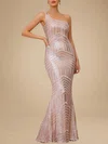 Trumpet/Mermaid One Shoulder Sequined Floor-length Prom Dresses PT020118883