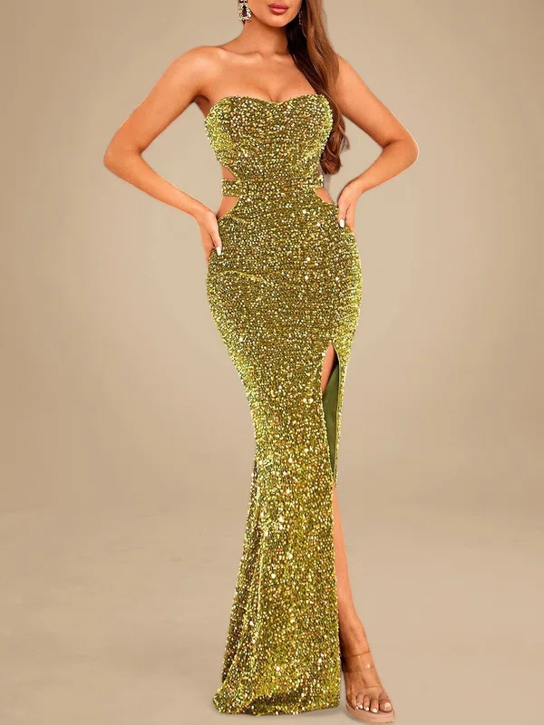 Sparkly Sheath/Column Sequin Cut Out Sweetheart Formal Dresses PT020119113