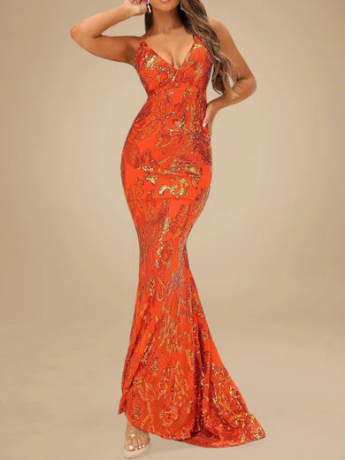 Sparkly Trumpet/Mermaid Sequin V-neck Formal Dresses PT020119207