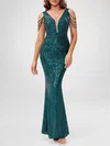 Trumpet/Mermaid V-neck Sequined Floor-length Beading Prom Dresses PT020119211