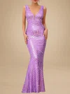 Trumpet/Mermaid V-neck Sequined Floor-length Prom Dresses PT020119247