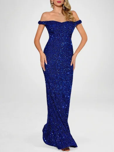 Sparkly Sheath/Column Sequin Off-the-shoulder Formal Dresses PT020119254
