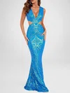 Trumpet/Mermaid V-neck Sequined Floor-length Prom Dresses PT020119267