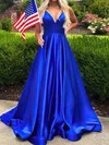 Ball Gown/Princess V-neck Satin Sweep Train Prom Dresses #UKM020121243