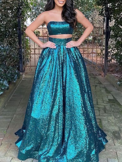 Ball Gown/Princess Straight Sequined Sweep Train Prom Dresses #UKM020121258