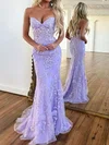 Trumpet/Mermaid Sweetheart Tulle Sweep Train Prom Dresses With Pearl Detailing #UKM020121267