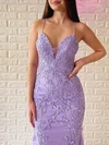 Trumpet/Mermaid V-neck Tulle Sweep Train Prom Dresses With Pearl Detailing #UKM020120951