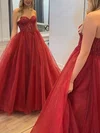 Ball Gown/Princess Sweetheart Organza Sweep Train Prom Dresses With Beading #UKM020120973