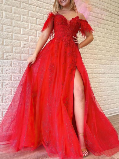 Ball Gown/Princess V-neck Glitter Sweep Train Prom Dresses With Beading #UKM020120980