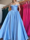 Ball Gown Off-the-shoulder Satin Corset Prom Dresses With Beading #UKM020121024