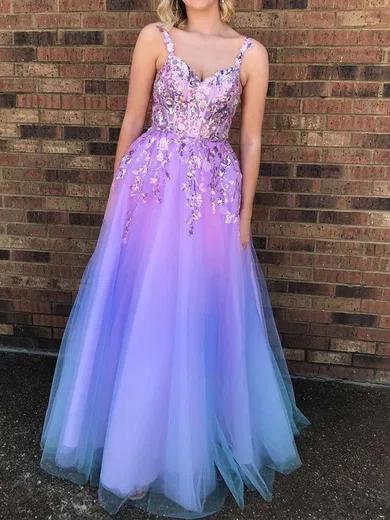 Ball Gown Sweetheart Tulle Prom Dresses With Appliques #UKM020121145