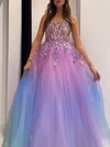 Ball Gown/Princess Sweetheart Tulle Glitter Floor-length Prom Dresses With Appliques Lace #UKM020121145