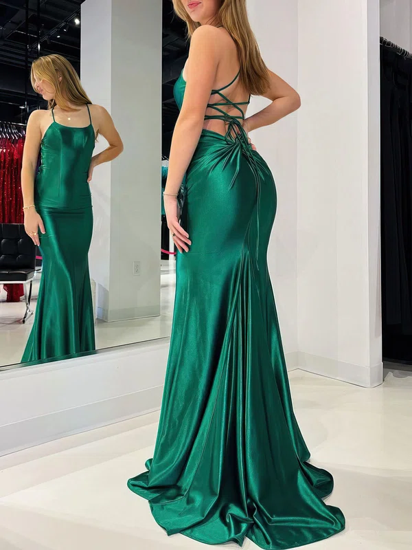 Trumpet/Mermaid Scoop Neck Jersey Sweep Train Prom Dresses With Knot #UKM020121190