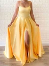 A-line Scoop Neck Satin Cut Out Prom Dresses #UKM020121216