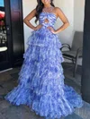 Ball Gown/Princess Halter Chiffon Sweep Train Prom Dresses With Tiered #UKM020120339