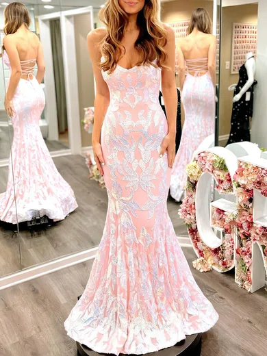 Mermaid Sweetheart Sparkly Sequin Prom Dresses #UKM020120536