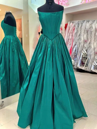Ball Gown Strapless Satin Corset Prom Dresses With Ruched #UKM020121425