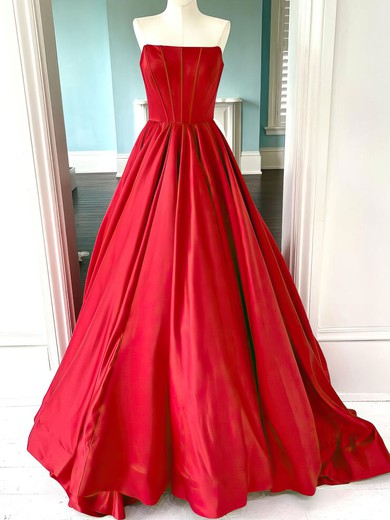 Ball Gown/Princess Straight Satin Court Train Prom Dresses #UKM020121426