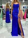 Mermaid Scoop Neck Satin Prom Dresses With Appliques #UKM020121442