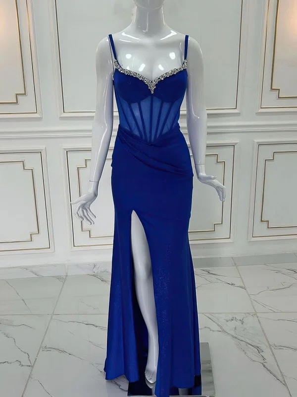 Mermaid V-neck Glitter Corset Prom Dresses With Beading #UKM020121444