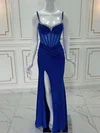 Mermaid V-neck Glitter Corset Prom Dresses With Beading #UKM020121444