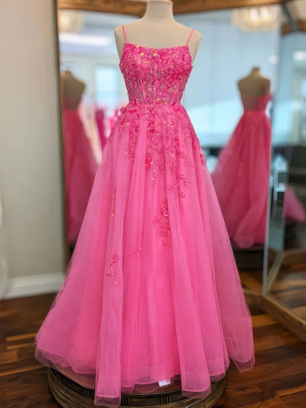 Ball Gown Square Neck Tulle Corset Prom Dresses With Appliques #UKM020121456
