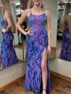 Trumpet/Mermaid Scoop Neck Sequined Sweep Train Prom Dresses With Split Front #UKM020121460