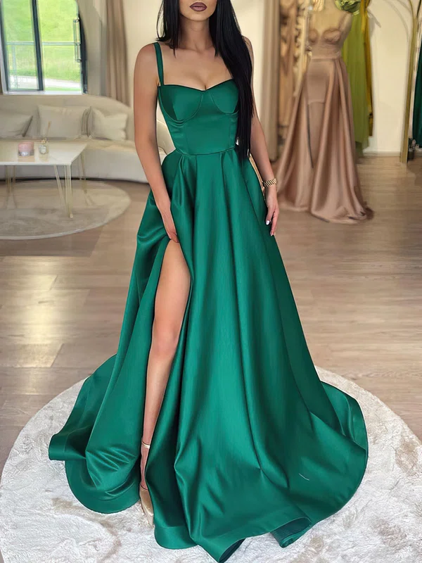 Ball Gown/Princess Sweetheart Satin Sweep Train Prom Dresses With Split ...