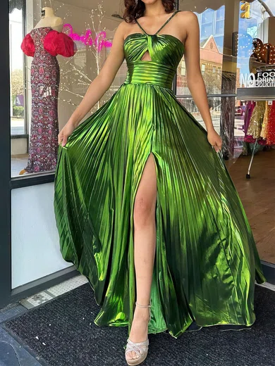 Sparkly A-line Halter Metallic Prom Dresses With Ruched #UKM020121540