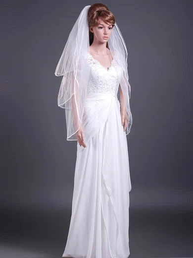 Three-tier Fingertip Wedding Veils with Ribbon Edge #1430008