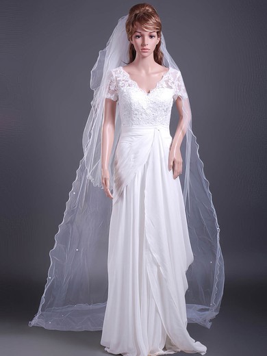 Gorgeous Three-tier Cathedral Wedding Veils with Scalloped Edge #1430009