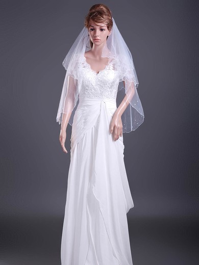 Two-tier Elbow Wedding Veils with Scalloped Edge #1430012