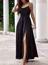 A-line Cowl Neck Chiffon Ankle-length Prom Dresses With Split Front #UKM020121833