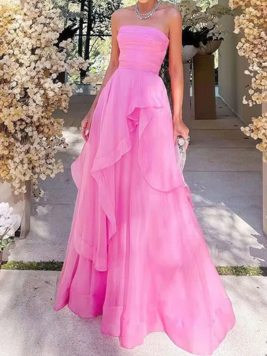 Princess Strapless Tulle Ruffle Prom Dresses #UKM020120927