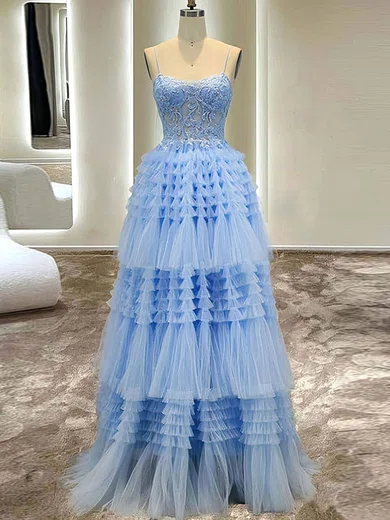 Ball Gown Sweetheart Tulle Ruffle Tiered Prom Dresses With Appliques #UKM020120911