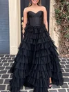 Ball Gown Sweetheart Tulle Sweep Train Tiered Prom Dresses #UKM020120935