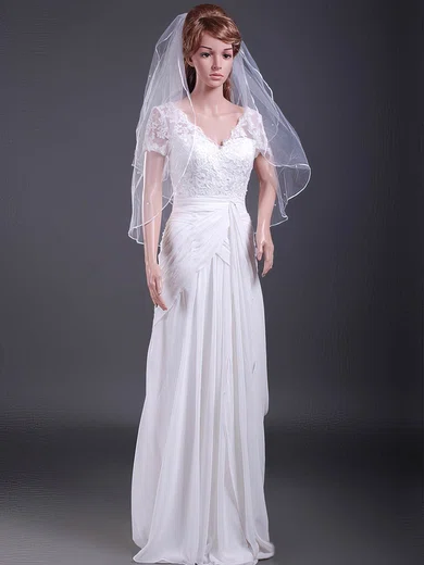 Elegant Three-tier Tulle Elbow Wedding Veils with Pencil Edge #1430026