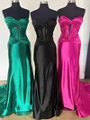 Trumpet/Mermaid Sweetheart Silk-like Satin Sweep Train Prom Dresses With Ruched #UKM020121686