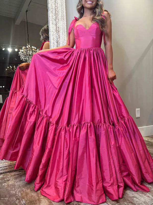 Ball Gown/Princess Sweetheart Taffeta Floor-length Prom Dresses With Bow #UKM020121691