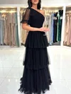 Ball Gown/Princess One Shoulder Tulle Floor-length Prom Dresses With Tiered #UKM020121700