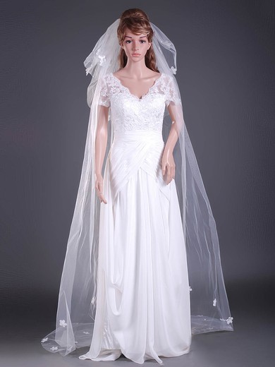 Nice Three-tier Tulle Cathedral Wedding Veils with Cut Edge #1430034